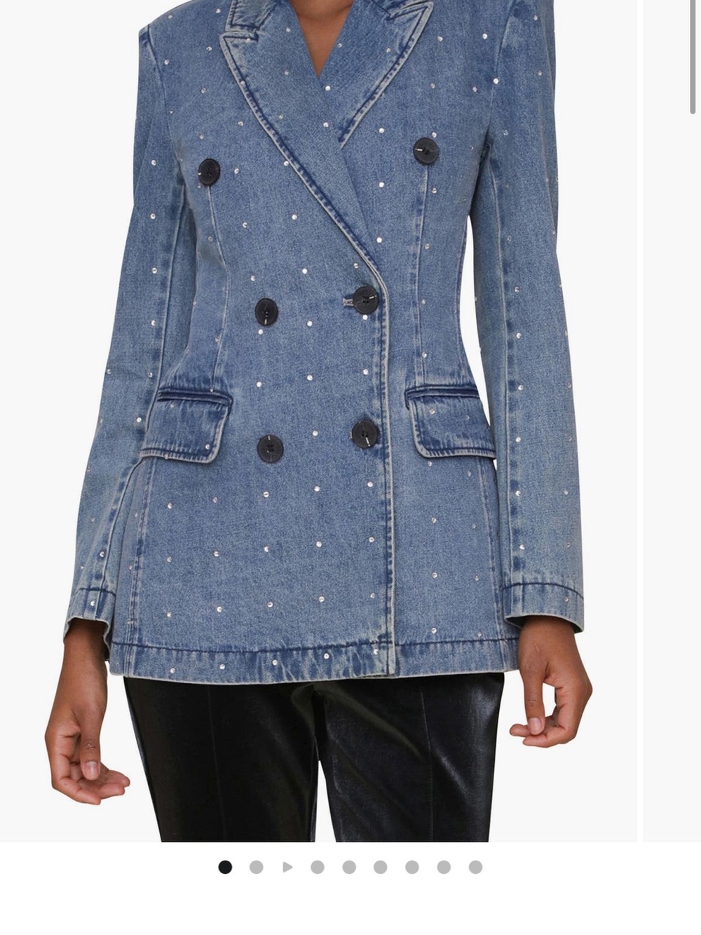 Avec Les Filles Denim Diamnte Double-Breasted Blazer Sold Out